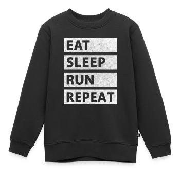 Eat Sleep Run Repeat - Kinder Premium Organic Sweatshirt - Schwarz - Vorne - AI Model Kid Female (0cm)