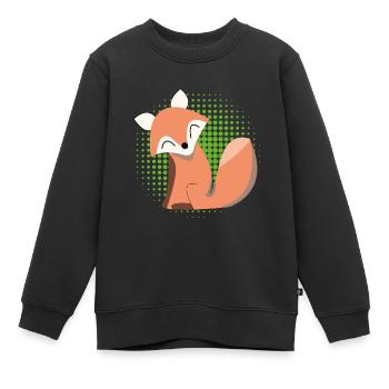 Renard souriant en demi-teinte - Sweat Premium enfant bio - noir - Devant - AI Model Kid Female (0cm)