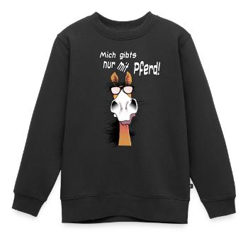 Mich gibts nur mit Pferde - Kinder Premium Organic Sweatshirt - Schwarz - Vorne - AI Model Kid Female (0cm)
