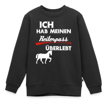 Reiterpass überlebt! Ich hab mein Pferd im Griff - Kinder Premium Organic Sweatshirt - Schwarz - Vorne - AI Model Kid Female (0cm)