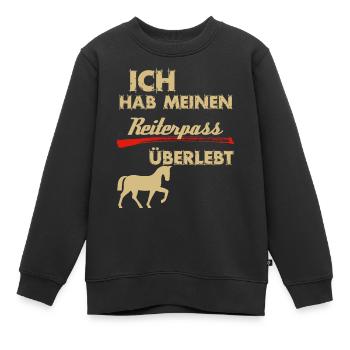 Reiterpass überlebt! Ich hab mein Pferd im Griff - Kinder Premium Organic Sweatshirt - Schwarz - Vorne - AI Model Kid Female (0cm)