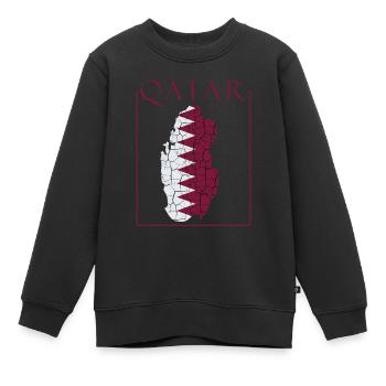 Cool Staat Katar Länderumriss Kontur Doha Geschenk - Kinder Premium Organic Sweatshirt - Schwarz - Vorne - AI Model Kid Female (0cm)