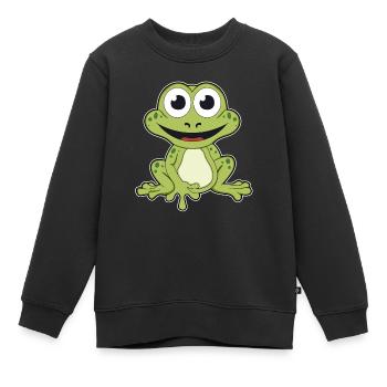 Frosch quark Tier Wildtier Natur Wald Frösche - Kinder Premium Organic Sweatshirt - Schwarz - Vorne - AI Model Kid Female (0cm)