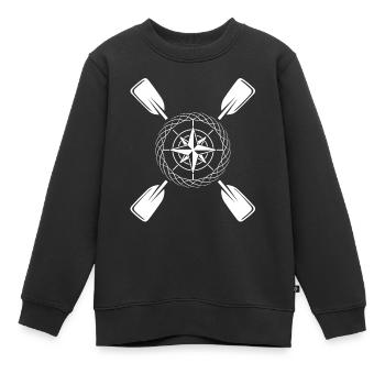Kajak Paddel Kompass - Kinder Premium Organic Sweatshirt - Schwarz - Vorne - AI Model Kid Female (0cm)
