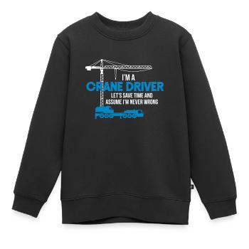 crane operator - Kids Premium Organic Sweatshirt - black - Front - AI Model Kid Female (0cm)