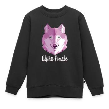Alpha Female Alpha Weibchen Frauenpower Girlpower - Kinder Premium Organic Sweatshirt - Schwarz - Vorne - AI Model Kid Female (0cm)