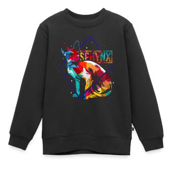Sphynx Katze Geschenk - Kinder Premium Organic Sweatshirt - Schwarz - Vorne - AI Model Kid Female (0cm)