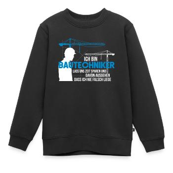 bautechniker - Kinder Premium Organic Sweatshirt - Schwarz - Vorne - AI Model Kid Female (0cm)
