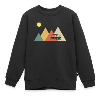 Retro Campervan Vintage Caravan Camping Van - Kinder Premium Organic Sweatshirt - Schwarz - Vorne - AI Model Kid Female (0cm)