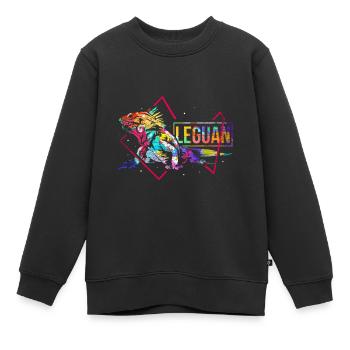Iguane Polygone - Sweat Premium enfant bio - noir - Devant - AI Model Kid Female (0cm)