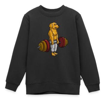 Kreuzheben Golden Retriever - Fitness Goldie Dog - Kinder Premium Organic Sweatshirt - Schwarz - Vorne - AI Model Kid Female (0cm)
