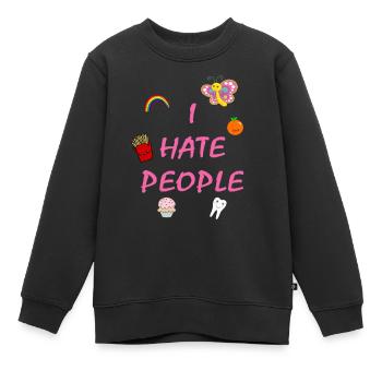 I hate people - Sweat Premium enfant bio - noir - Devant - AI Model Kid Female (0cm)