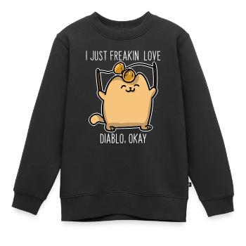 Chaton diabolo - Sweat Premium enfant bio - noir - Devant - AI Model Kid Female (0cm)