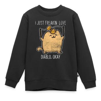 Cadeau de chaton diabolo - Sweat Premium enfant bio - noir - Devant - AI Model Kid Female (0cm)