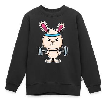 Fitness Bunny - Kids Premium Organic Sweatshirt - black - Front - AI Model Kid Female (0cm)