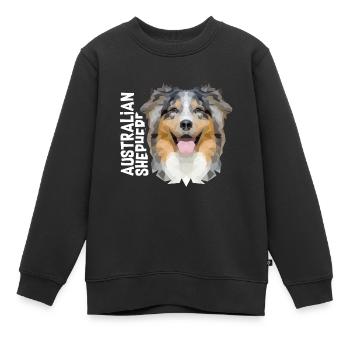 Australian Shepherd - Sweat Premium enfant bio - noir - Devant - AI Model Kid Female (0cm)