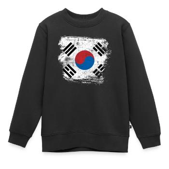 Corée du Sud - Sweat Premium enfant bio - noir - Devant - AI Model Kid Female (0cm)