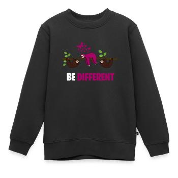 SOYEZ DIFFÉRENT soyez différent Sloth Sloth Design - Sweat Premium enfant bio - noir - Devant - AI Model Kid Female (0cm)