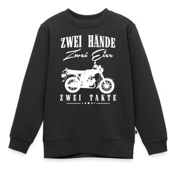 Zwei Hände Zwei Eier Zwei Takte, Simson DDR Moped - Kinder Premium Organic Sweatshirt - Schwarz - Vorne - AI Model Kid Female (0cm)