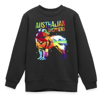 Australian Shepherd - Sweat Premium enfant bio - noir - Devant - AI Model Kid Female (0cm)