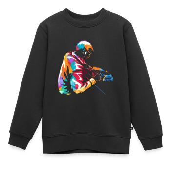 Mediendesigner - Kids Premium Organic Sweatshirt - black - Front - AI Model Kid Female (0cm)