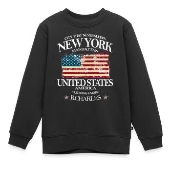 New York - Kinder Premium Organic Sweatshirt - Schwarz - Vorne - AI Model Kid Female (0cm)
