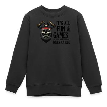Piraten Totenkopf Lustige Sprüche Pirat Geschenk - Kinder Premium Organic Sweatshirt - Schwarz - Vorne - AI Model Kid Female (0cm)
