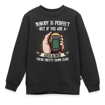 Geocacher Spruch GPS Held - Kinder Premium Organic Sweatshirt - Schwarz - Vorne - AI Model Kid Female (0cm)