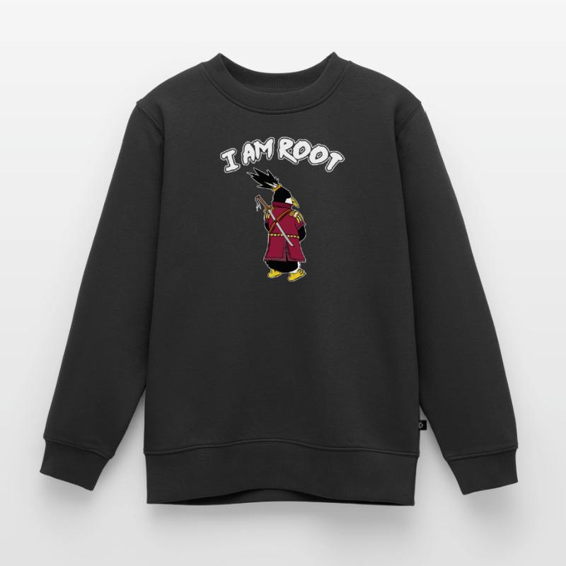 Linux Pinguin I Am Root Geeks Nerd Computer Ninja Kinder Premium Organic Sweatshirt