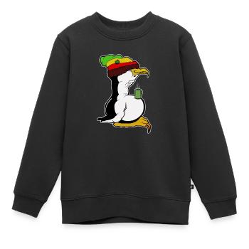 Tux Linux Pingouin Pingouin pause café maniaque Rasta - Sweat Premium enfant bio - noir - Devant - AI Model Kid Female (0cm)