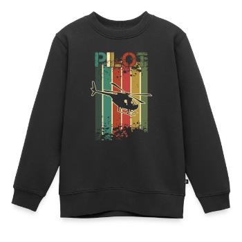 Hubschrauber Hubschrauberlandeplatz Flugzeug Hubschrauber Geschenk Retro - Kinder Premium Organic Sweatshirt - Schwarz - Vorne - AI Model Kid Female (0cm)