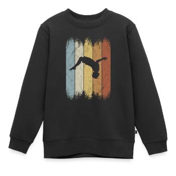 Retro Salto BackFlip Parkour Freerunner Silhouette - Kinder Premium Organic Sweatshirt - Schwarz - Vorne - AI Model Kid Female (0cm)
