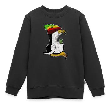 Tux Linux Penguin Coffee Break Ordinateur Nerd Rétro - Sweat Premium enfant bio - noir - Devant - AI Model Kid Female (0cm)