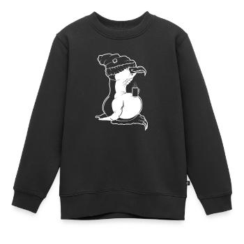 Tux Linux Penguin Coffee Break Ordinateur Freak Nerd - Sweat Premium enfant bio - noir - Devant - AI Model Kid Female (0cm)