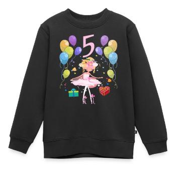 Ballerina birthday shirt 5 years girl - Kids Premium Organic Sweatshirt - black - Front - AI Model Kid Female (0cm)