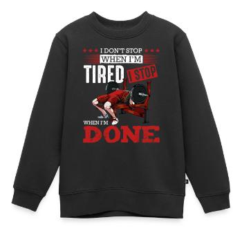 Durchhalten beim Krafttraining - Kinder Premium Organic Sweatshirt - Schwarz - Vorne - AI Model Kid Female (0cm)