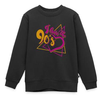 J'aime les années 90 - Sweat Premium enfant bio - noir - Devant - AI Model Kid Female (0cm)