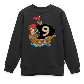 Birthday 9 years Pirate Gift - Kids Premium Organic Sweatshirt - black - Front - AI Model Kid Female (0cm)