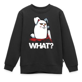 Was? Blutiger Hase mit Messer - Kinder Premium Organic Sweatshirt - Schwarz - Vorne - AI Model Kid Female (0cm)