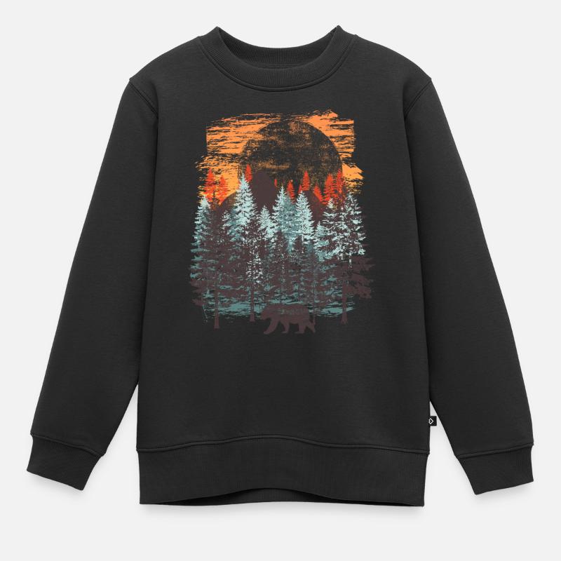 Wald Landschaft (Bär) - Kinder Premium Organic Sweatshirt - Schwarz