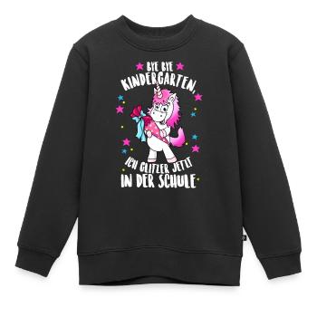 Training Unicorn class Schultüte glitter - Kids Premium Organic Sweatshirt - black - Front - AI Model Kid Female (0cm)