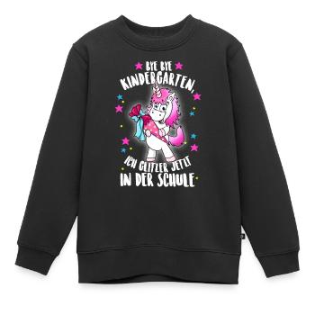 Training Unicorn class Schultüte glitter - Kids Premium Organic Sweatshirt - black - Front - AI Model Kid Female (0cm)