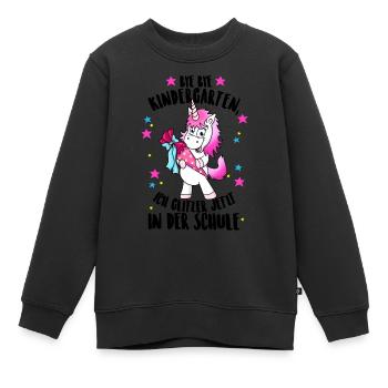 Training Unicorn class Schultüte glitter - Kids Premium Organic Sweatshirt - black - Front - AI Model Kid Female (0cm)