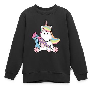 École roi Licorne avec l’école de formation - Sweat Premium enfant bio - noir - Devant - AI Model Kid Female (0cm)