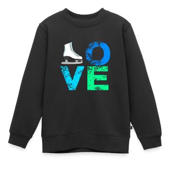 Ich liebe Schlittschuhe Eiskunstlauf Schlittschuh - Kinder Premium Organic Sweatshirt - Schwarz - Vorne - AI Model Kid Female (0cm)
