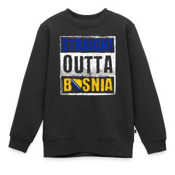Straight Outta Bosnien - Kinder Premium Organic Sweatshirt - Schwarz - Vorne - AI Model Kid Female (0cm)