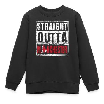 Straight Outta Manchester - Sweat Premium enfant bio - noir - Devant - AI Model Kid Female (0cm)