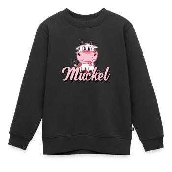 Muckel Kuh Kalb Kälbchen Rind Rindvieh Comic - Kinder Premium Organic Sweatshirt - Schwarz - Vorne - AI Model Kid Female (0cm)