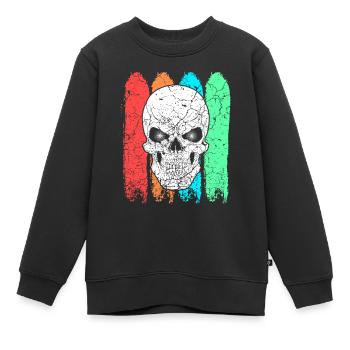 Totenkopf Bunt Farbig - Kinder Premium Organic Sweatshirt - Schwarz - Vorne - AI Model Kid Female (0cm)