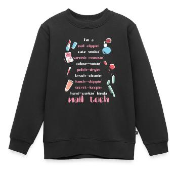 Nail Tech Esthéticienne Ongles Nail Tech Cadeau - Sweat Premium enfant bio - noir - Devant - AI Model Kid Female (0cm)